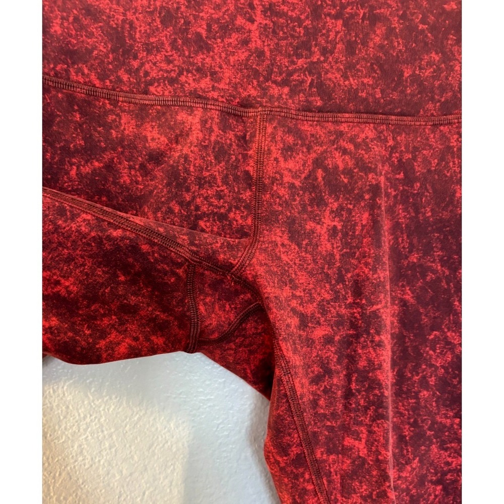 Lululemon Leggings Autumn Red Black 6 Wunder Train High Rise Gym Workout Marbled - Picture 13 of 16
